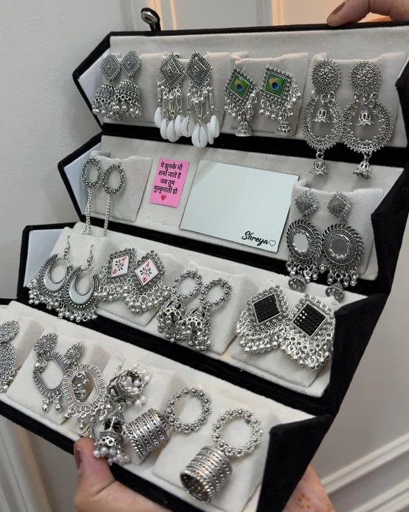 14 pair Jhumka with Box & Mirror 🪞